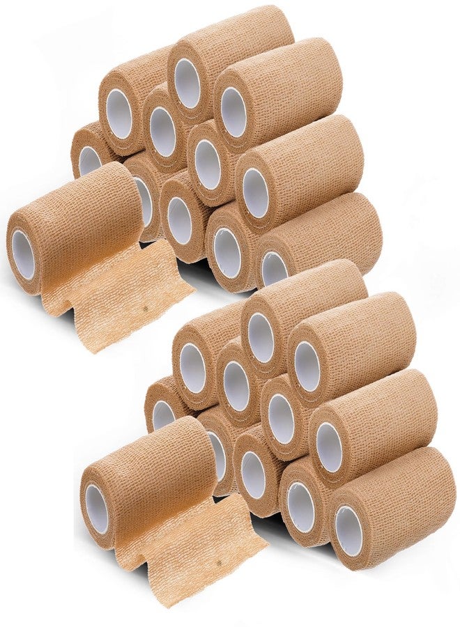 Limbeuuu 24 Rolls Self Adhesive Bandage Wrap, Vet Wrap 4 Inch x 5 Yards for Horses Dogs Wounds Care, Beige Self Sticking Elastic Bandage Tape for Wrist, Ankle, Sports - Image 1